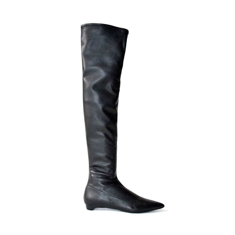 NICOLETTA BLACK NAPPA-EFFECT BOOTS