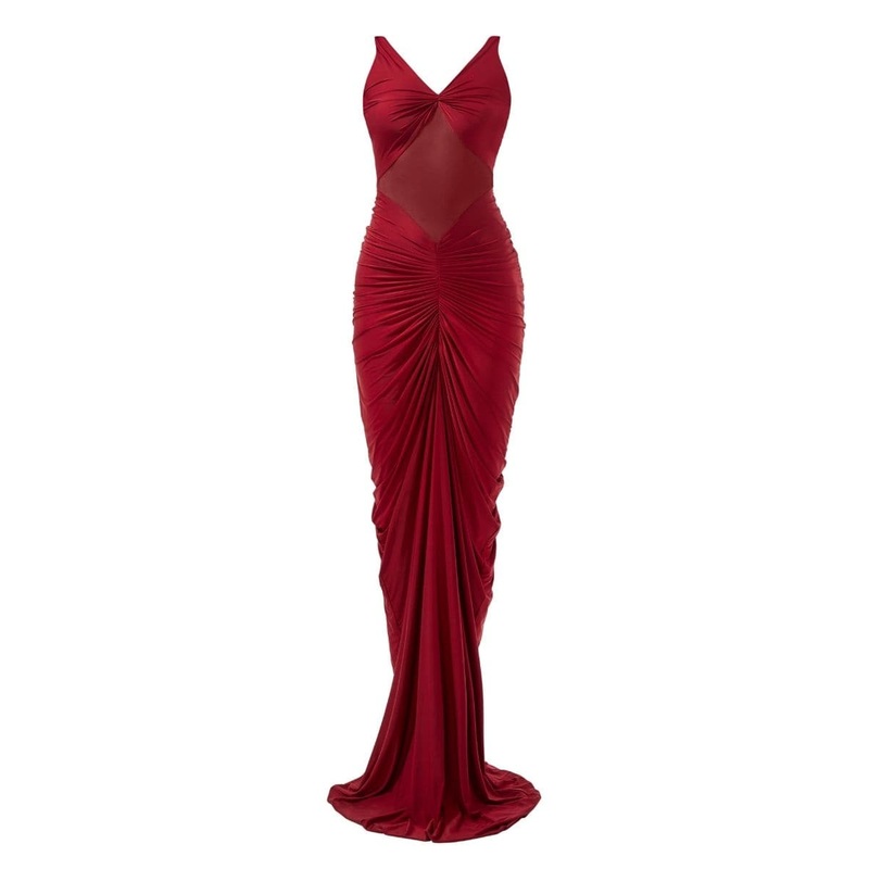 SAVANNAH MAROON RUCHED GOWN