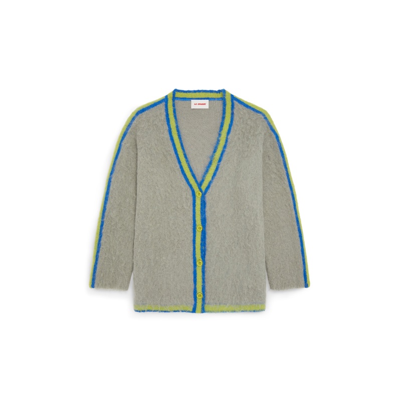 SHY GREEN OVERSIZED MULTICOLORED SURI CARDIGAN