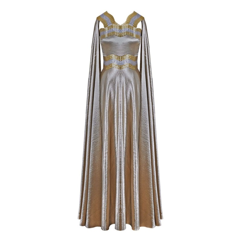 TEXTURED SATIN GOLD KAFTAN GOWN