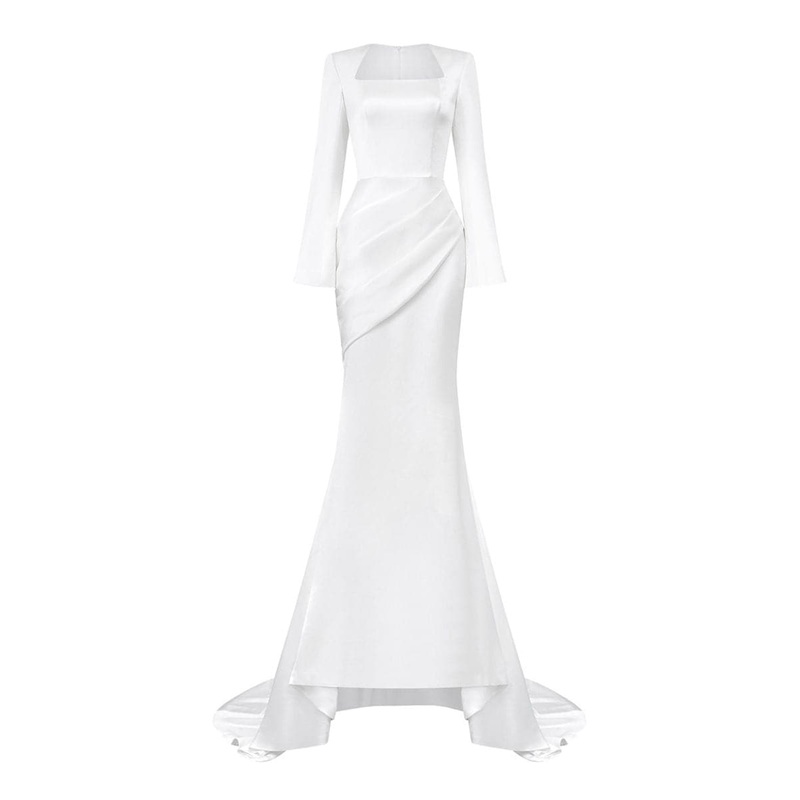 TRAPEZE LONG SLEEVES MULLET SILK GOWN