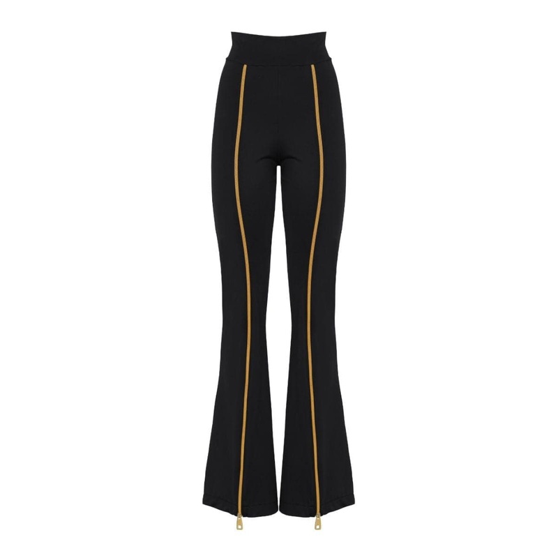 ZIPNISA BLACK HIGH-RISE PANTS