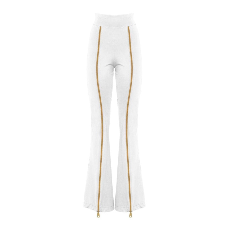 ZIPNISA WHITE HIGH-RISE PANTS