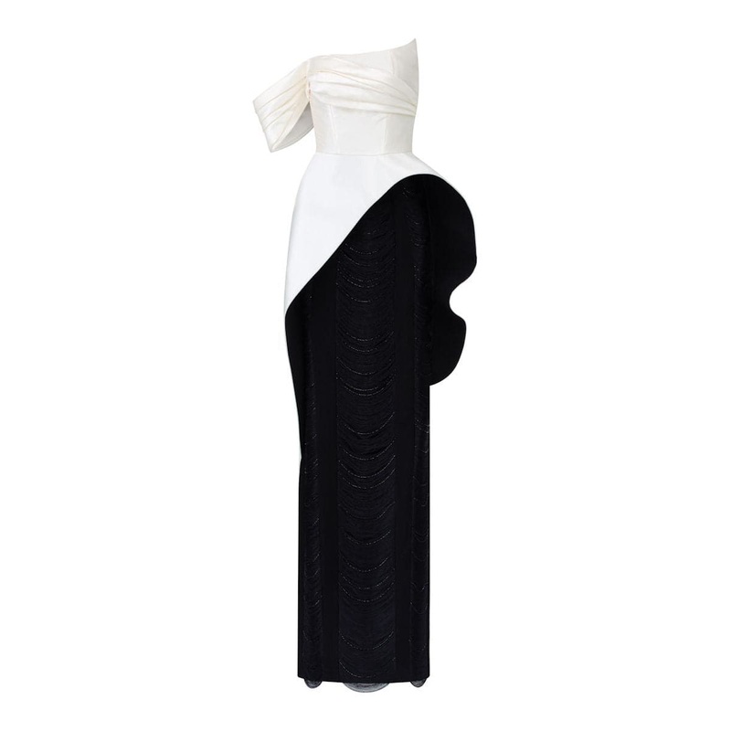 AMELINDA ROYAL TAFFETA PEPLUM GOWN