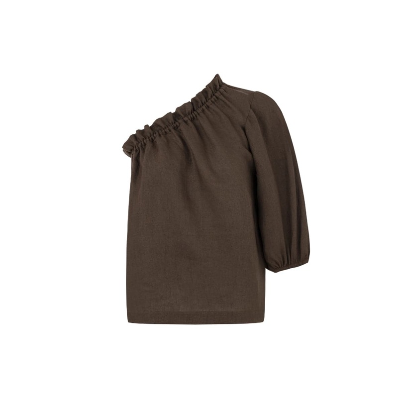 CAPRI CAPPUCCINO LINEN ONE SLEEVE TOP