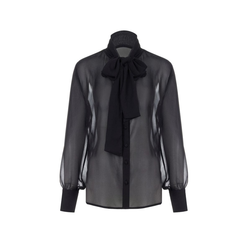 TIE-NECK CHIFFON SHIRT