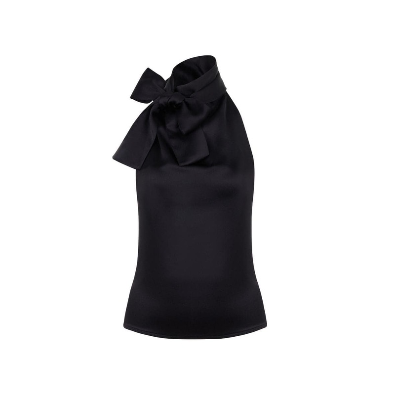 TIE-NECK OPEN BACK SATIN TOP
