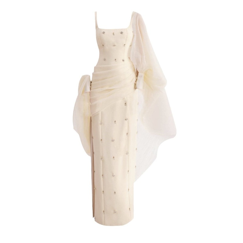 BEIGE STRAIGHT LONG DRESS WITH HEADSCARF