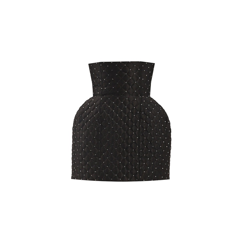 BLACK CRYSTAL QUILTED MINI SKIRT