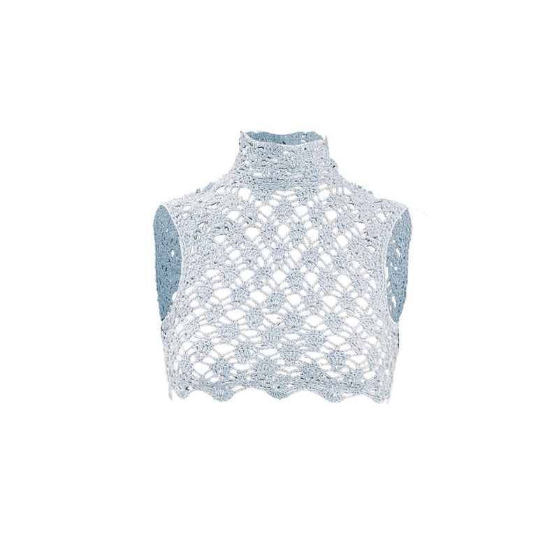 BLUE CROCHET AND SEQUINS MINI TOP