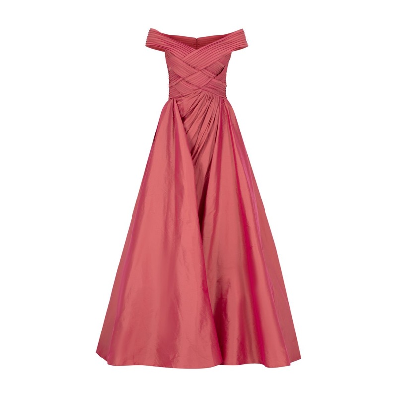 BONNY TERRACOTTA WEAVED OVERSKIRT GOWN