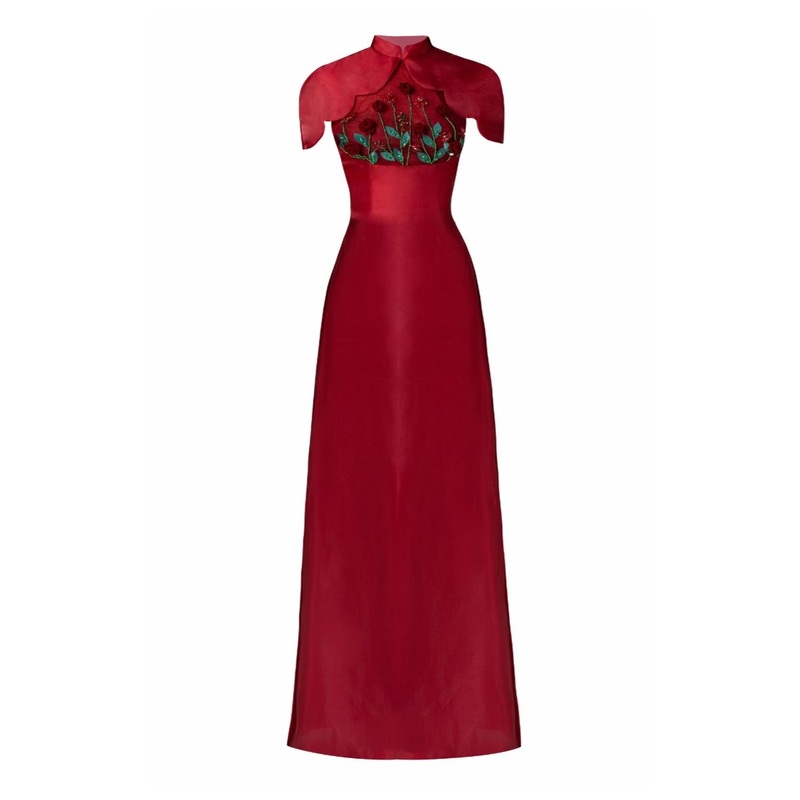 BRIANNA SHEATH SILK ORGANZA MAXI AO DAI AND PANTS