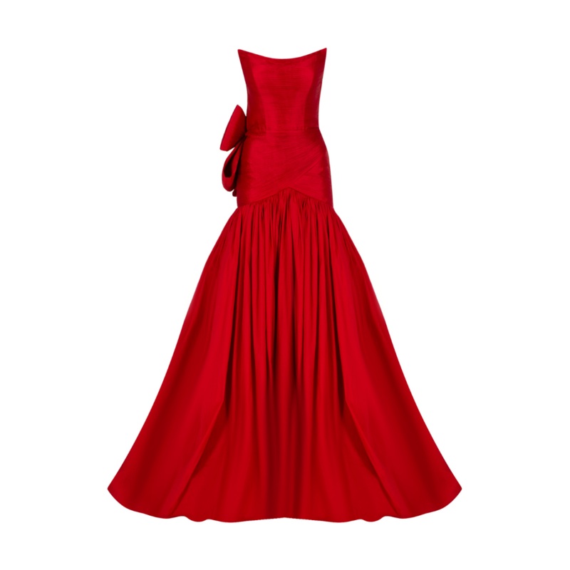 CAMERON RED BOW TRUMPET GOWN