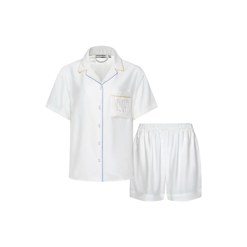GLOSS OF WATER HYDRASILK SHORT PAJAMAS SET IN WHITE