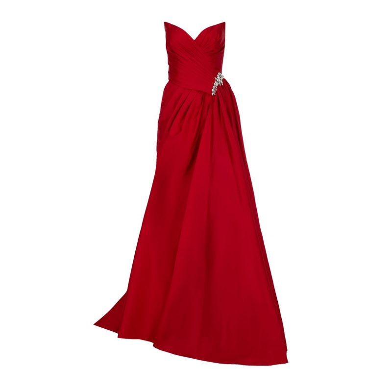 HILDA RED STRAPLESS TAFFETA GOWN