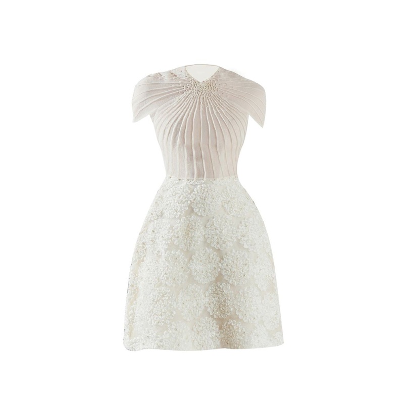 MELINA BEIGE A-LINE ORGANZA MINI DRESS