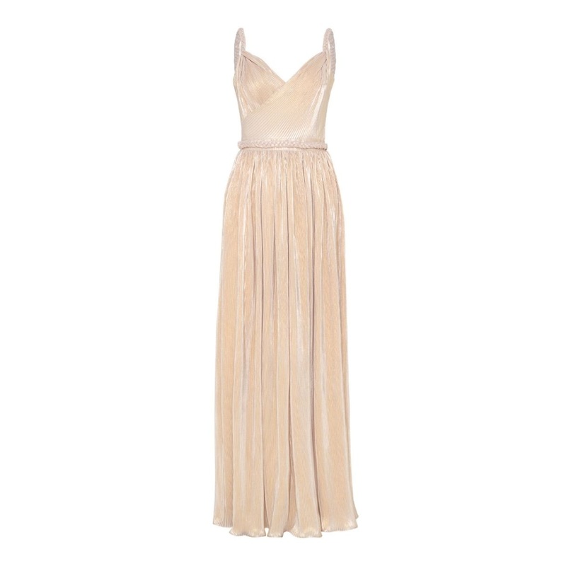 METALLIC A-LINE BEIGE GOWN