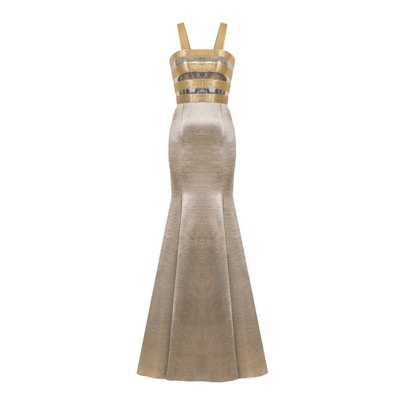 METALLIC GOLD FISHTAIL GOWN