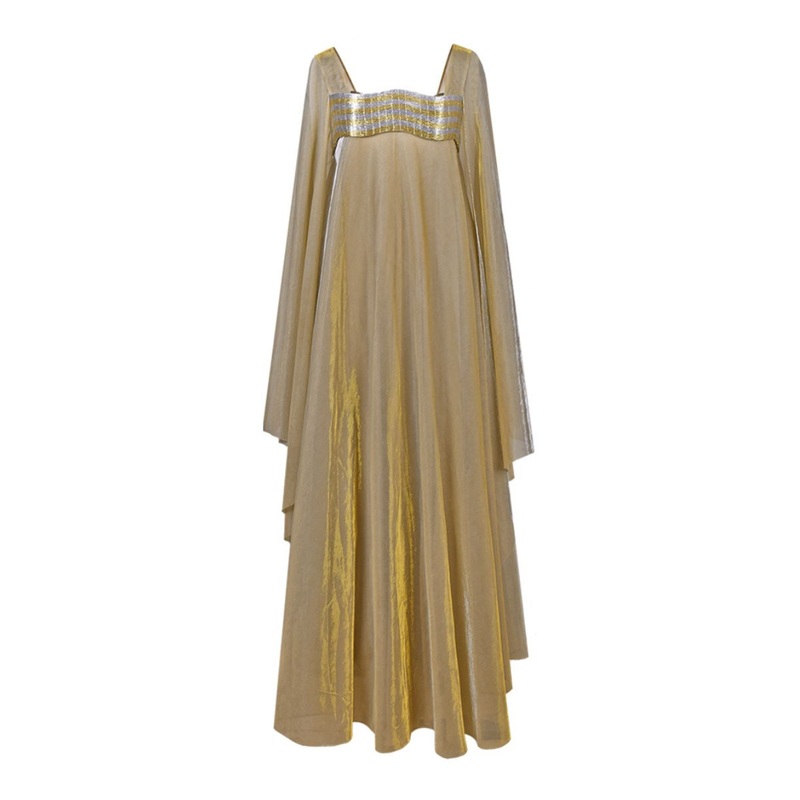 METALLIC GOLD WAVE BUSTIER KAFTAN GOWN