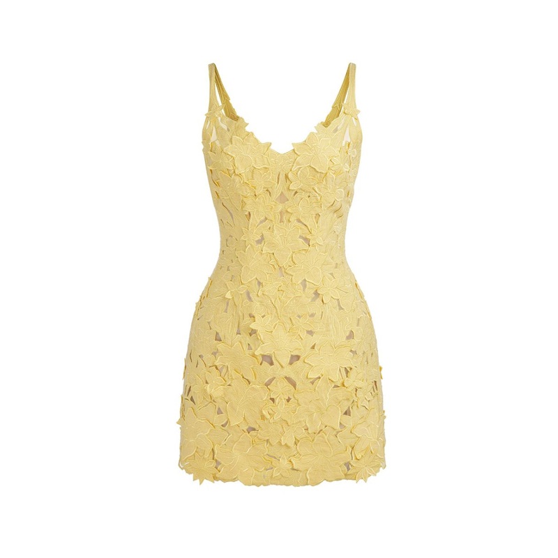 MULAN YELLOW FLOWER MINI DRESS