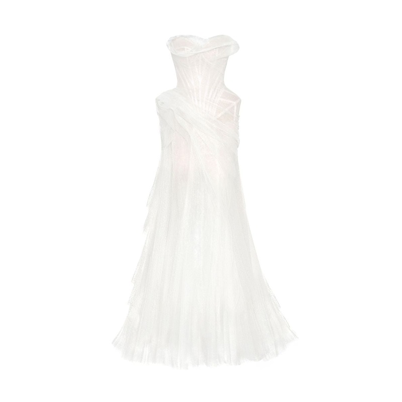 MUSE OFF-WHITE DRAPED MERMAID GOWN