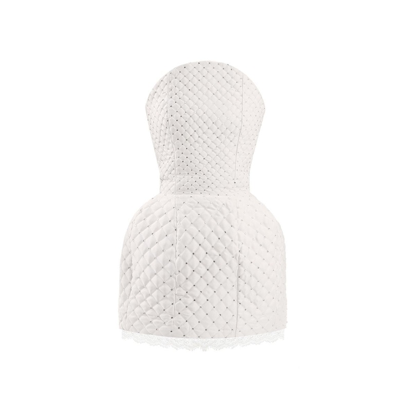 WHITE CRYSTAL QUILTED MINI DRESS