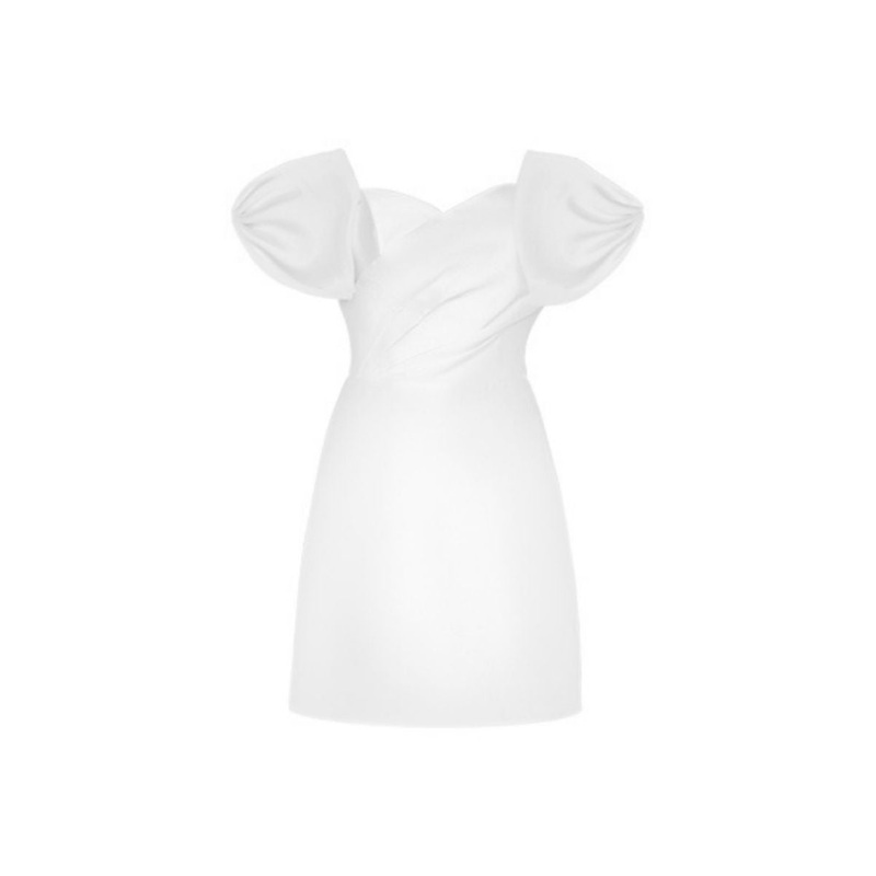 WINNIE WHITE BOW TIE A-LINE MINI DRESS