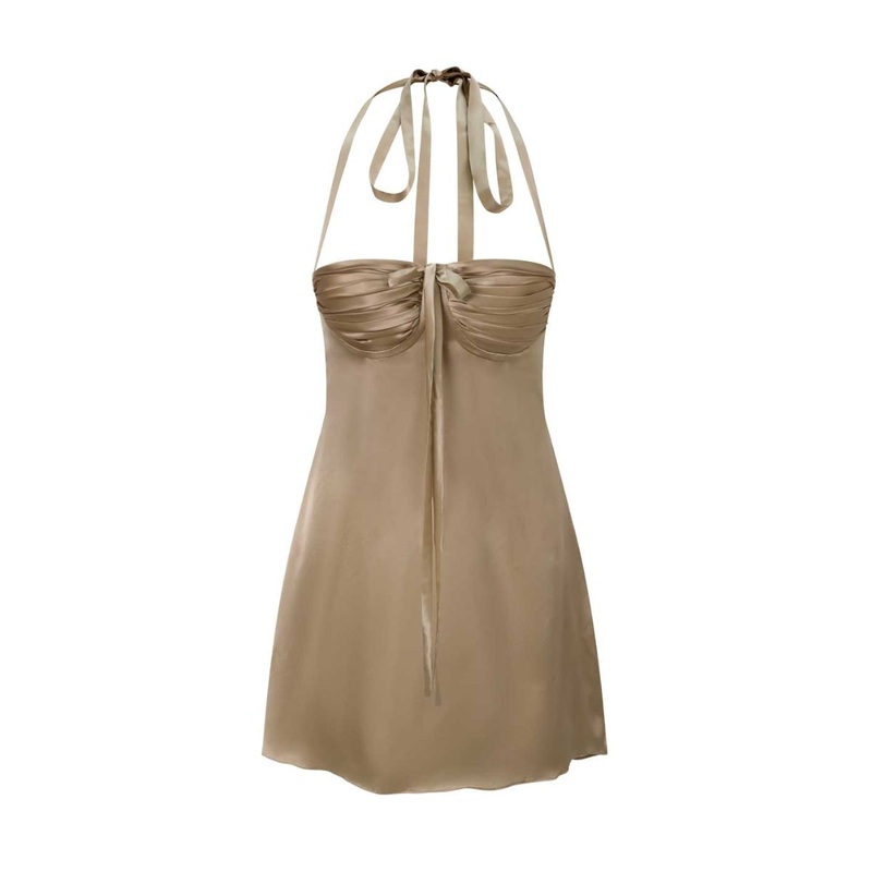 ANGELINA MINI DRESS IN CHINCHILLA GOLD SILK