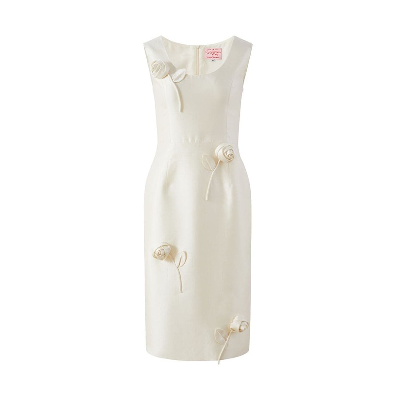 IVORY ROSE APPLIQU DRESS