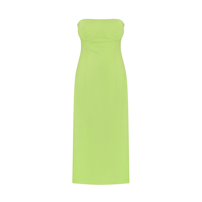 LIGHT GREEN CORSET MIDI DRESS