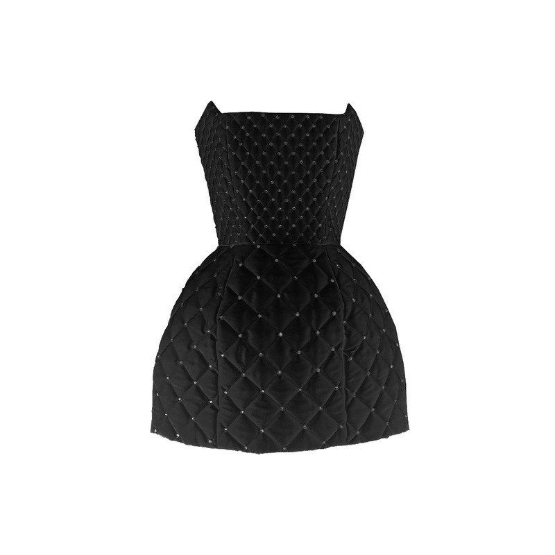 QUILTED MINI DRESS IN BLACK