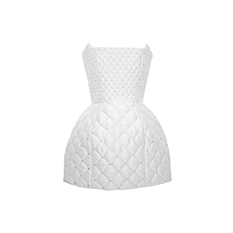 QUILTED MINI DRESS IN WHITE