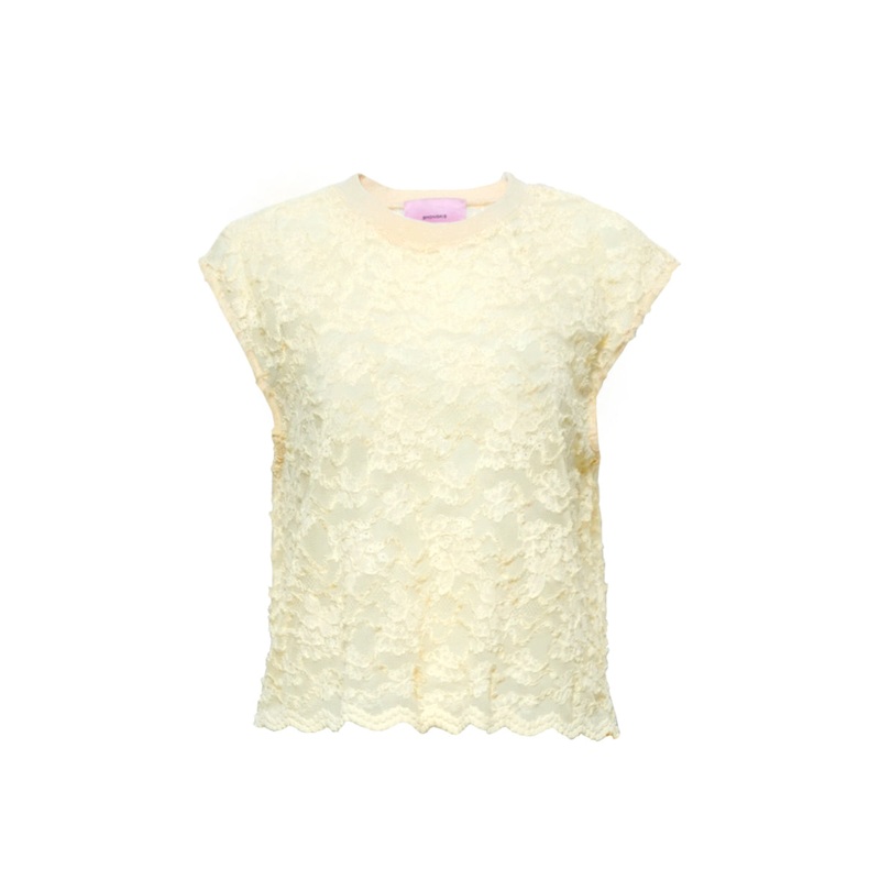 SARAH YELLOW BUTTERFLY PATTERNED LACE TOP