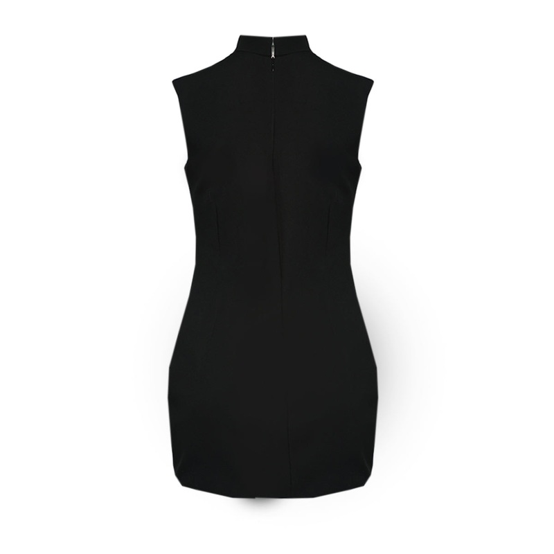 BLACK CRYSTAL ACCENTS CUT-OUT MINI DRESS
