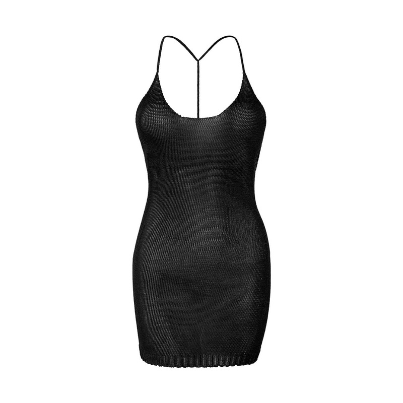 BLACK SPARKLY KNIT MINI DRESS