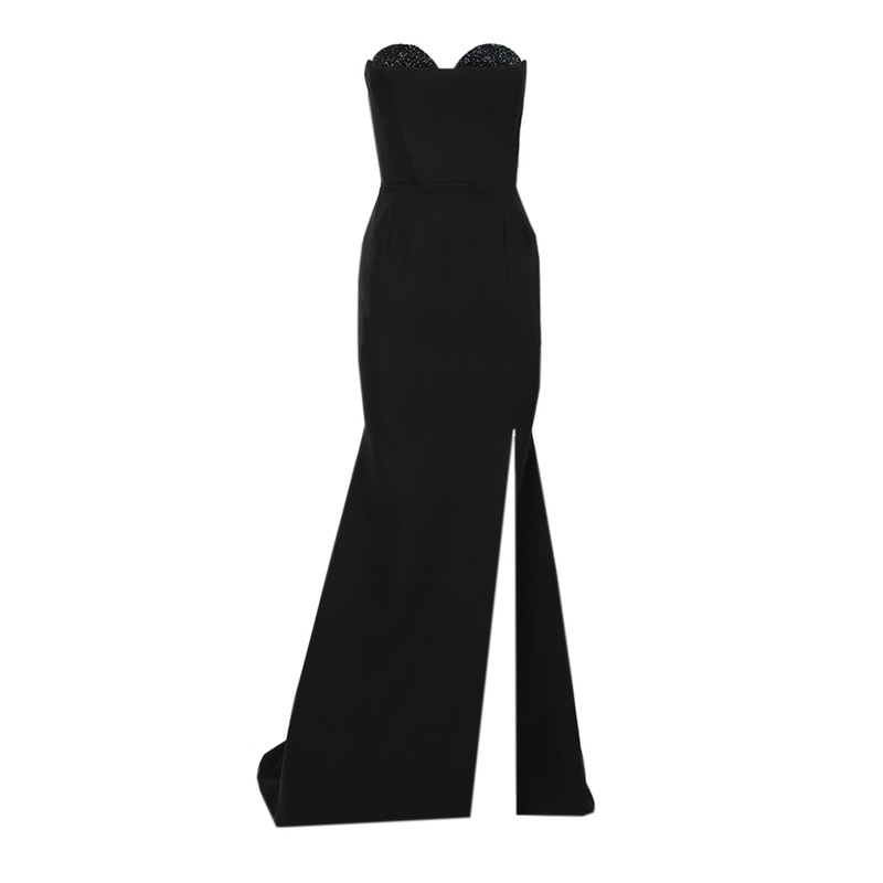 EMBELLISHED NOIR CORSET GOWN
