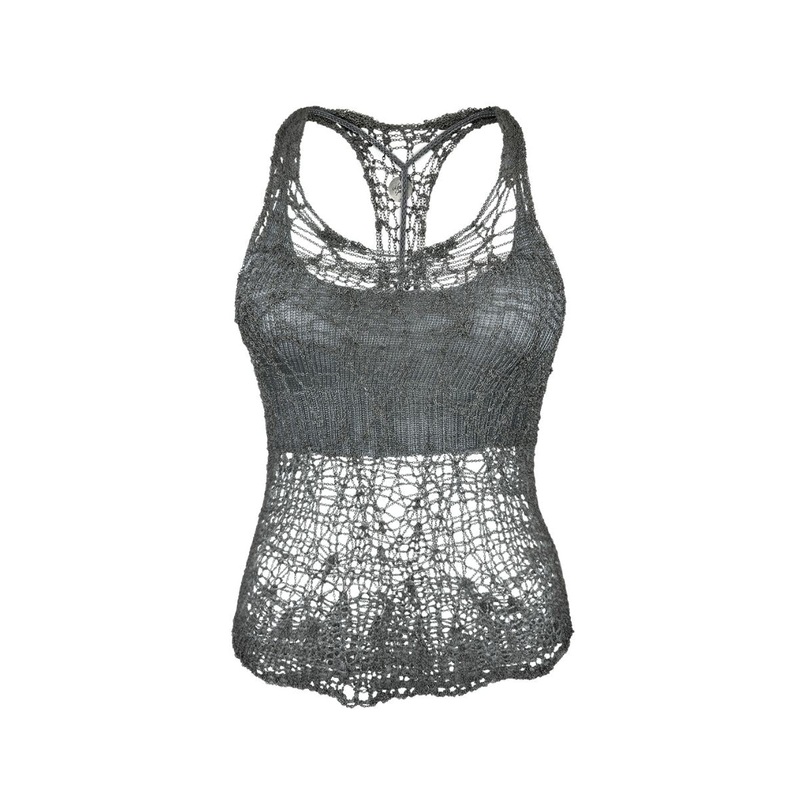 GUNMETAL CHAIN SPIDERWEB RACERBACK TOP WITH BRALETTE