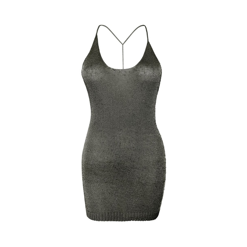 GUNMETAL SPARKLY KNIT MINI DRESS