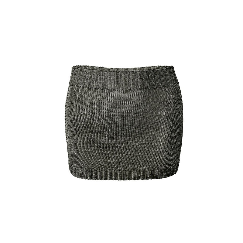 GUNMETAL SPARKLY KNIT MINI SKIRT