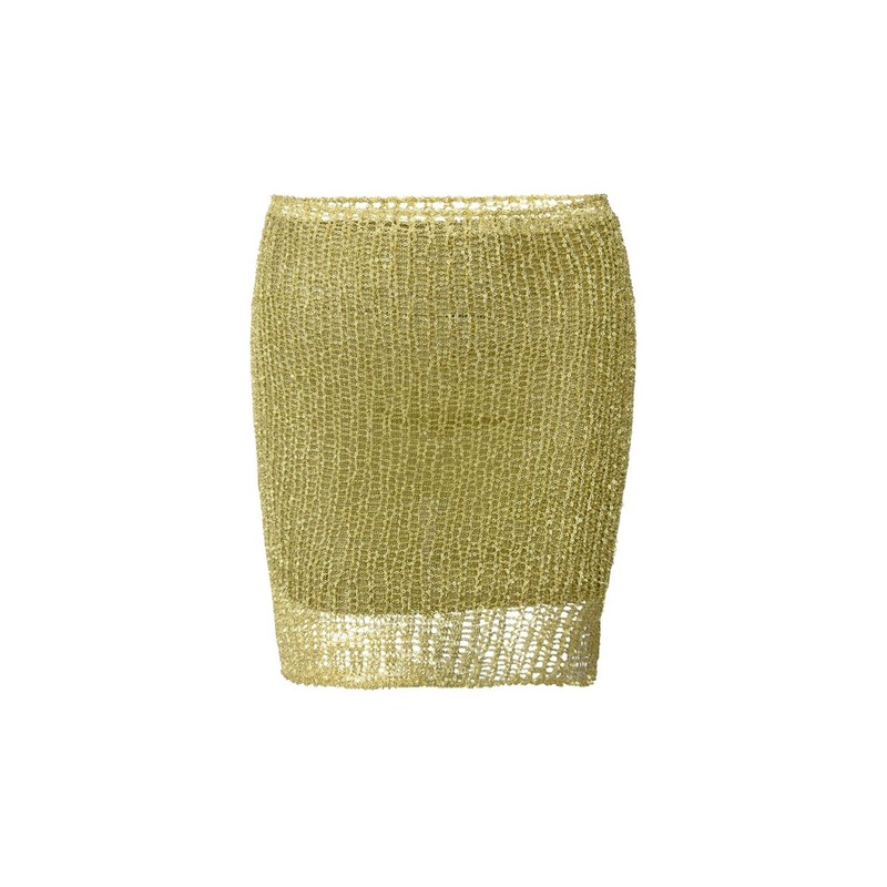 LIGHT GOLD CHAIN MINI SKIRT WITH SLIP