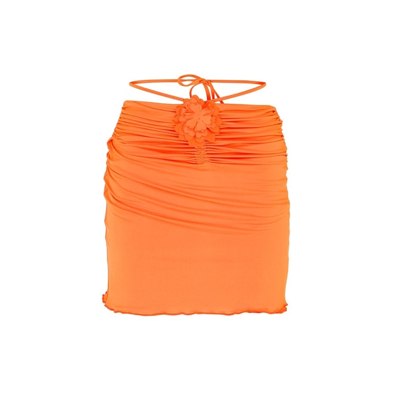 MARIGOLD ORANGE FLORAL MINI SKIRT