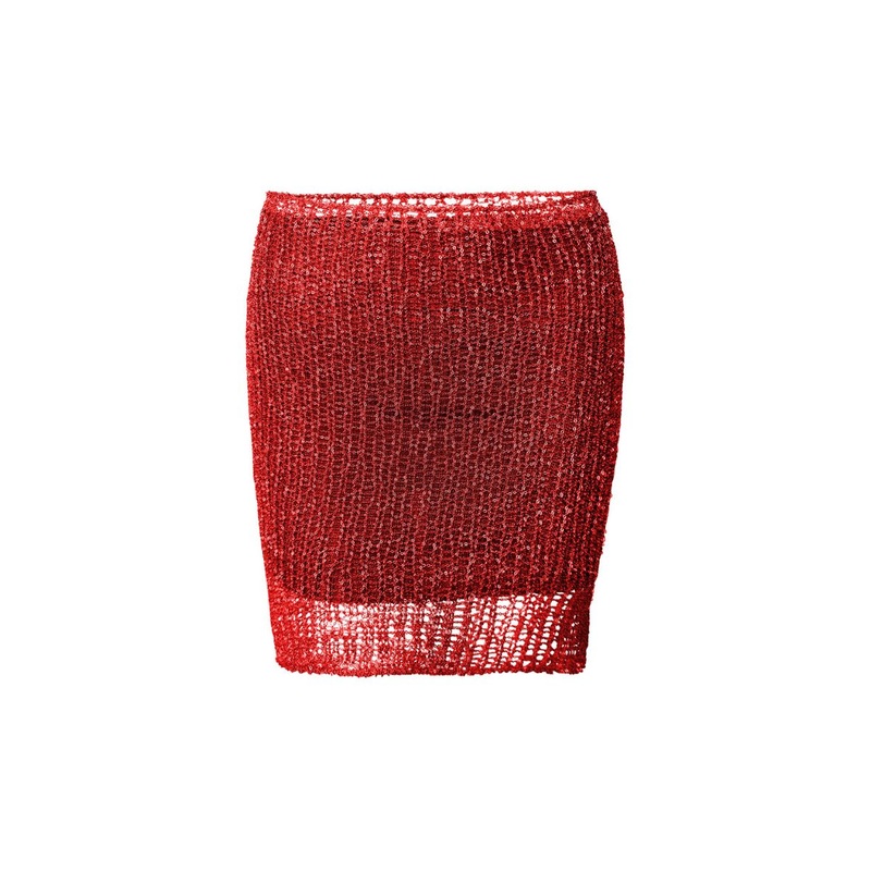 RED CHAIN MINI SKIRT WITH SLIP