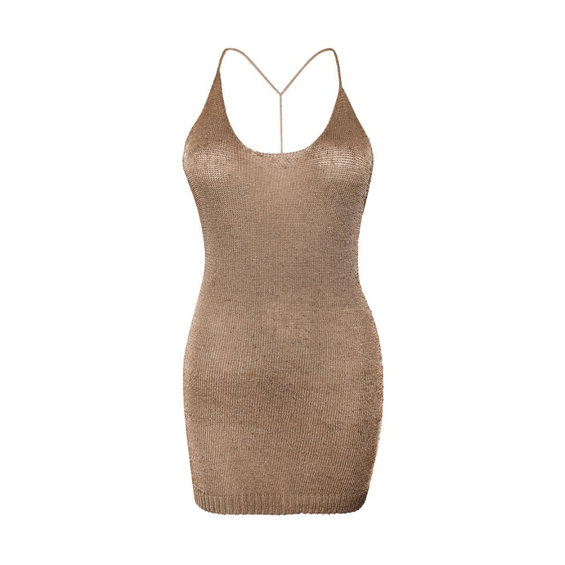 ROSE GOLD SPARKLY KNIT MINI DRESS
