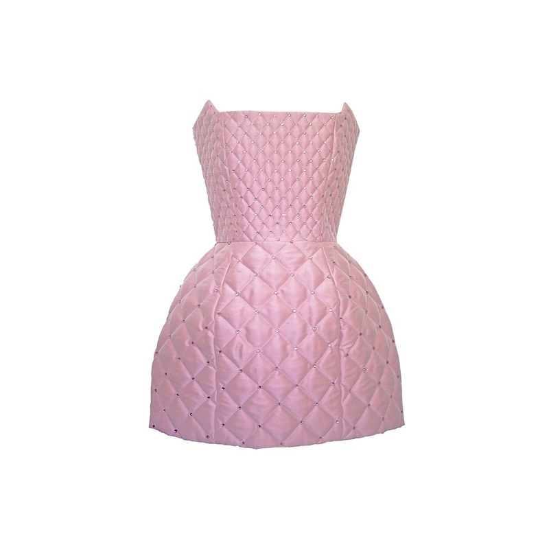X COMPTE SPAIN QUILTED MINI DRESS IN PINK