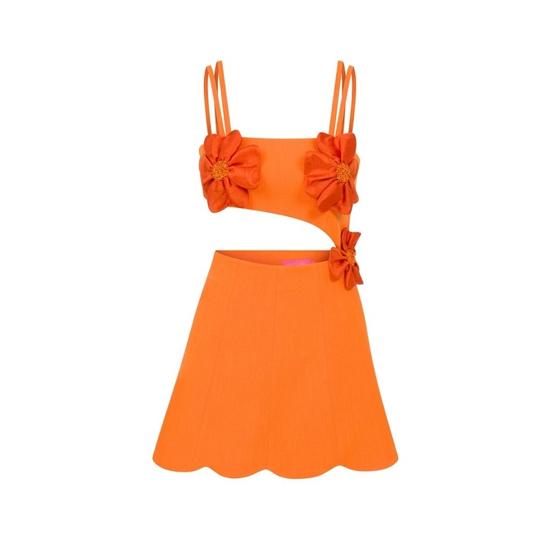 AMARYLLIS ORANGE FLORAL MINI DRESS
