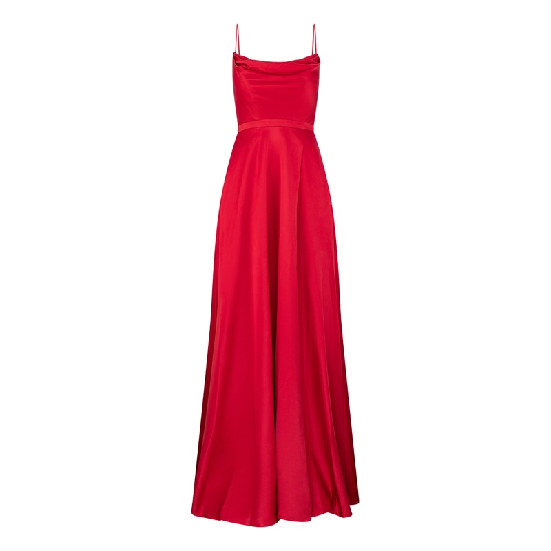 DIAMOND RED COWL WRAP GOWN