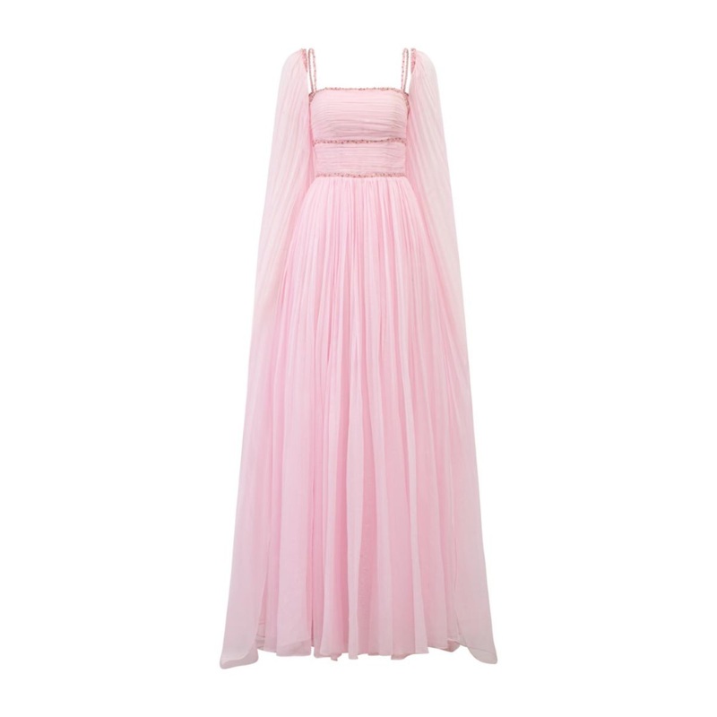 ESPERANZA PINK SILK PLEATED GOWN