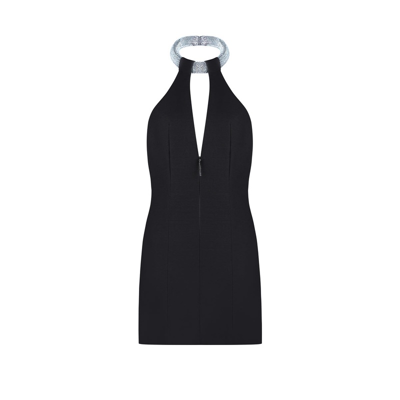 GAIA HALTERNECK CRYSTAL EMBELLISHED MINI DRESS
