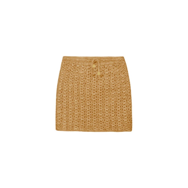 GOLD HEART CROCHET SILK MINI SKIRT
