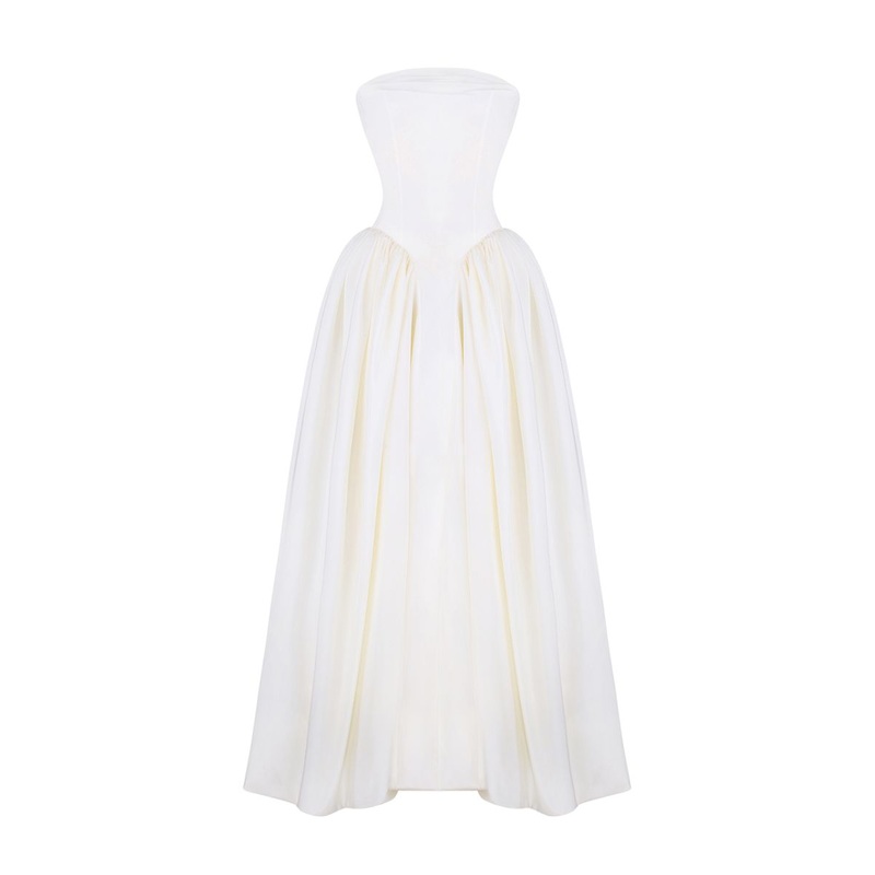IVORY PRINCESS TAFFETA DROP WAIST GOWN